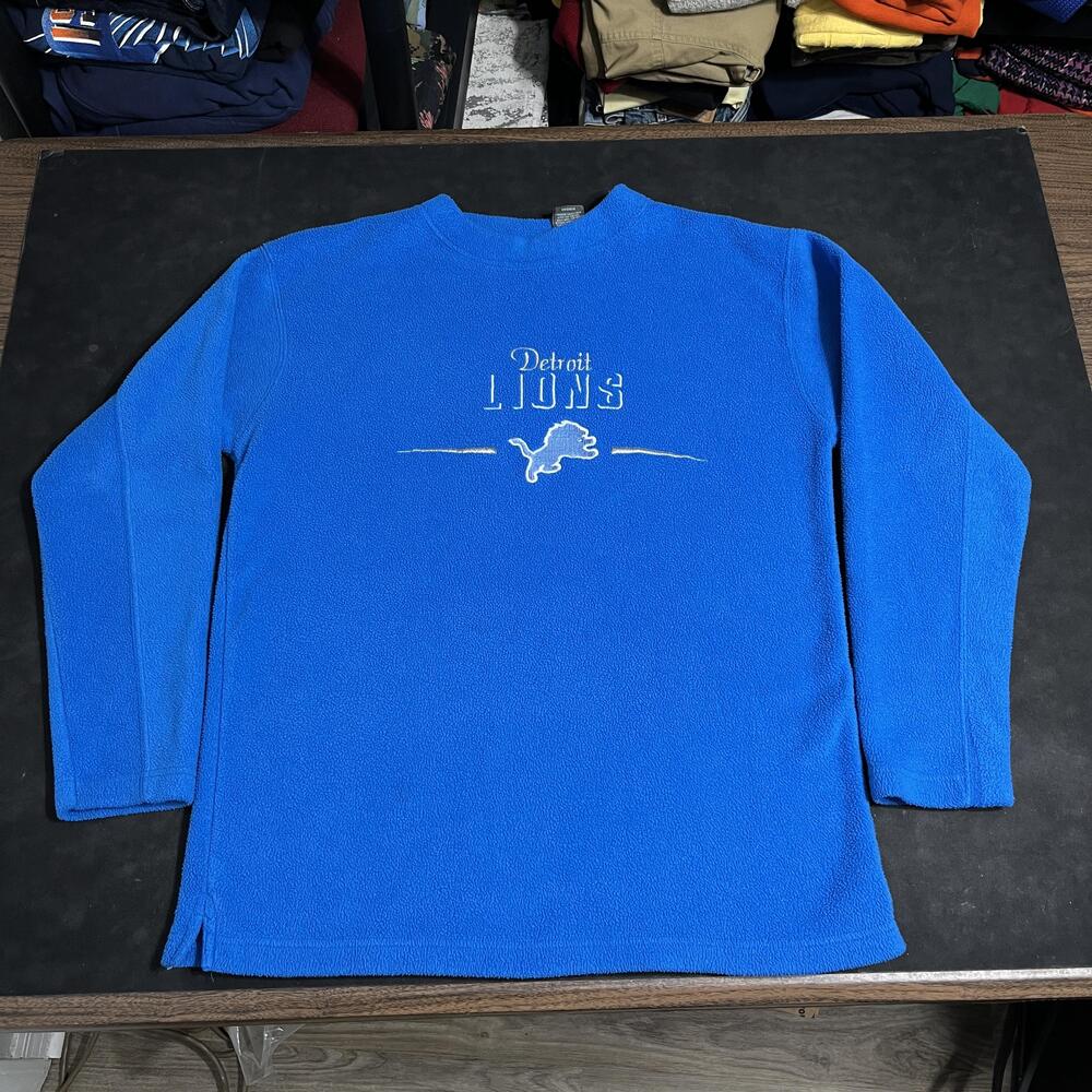 Detroit Lions Sweatshirt Mens Medium Blue NFL Football Fleece Pullover The Edge